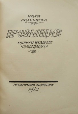 Евдокимов И.В. Провинция. Гравюры на дереве Ивана Павлова. [М.]: Государственное издательство, 1925.